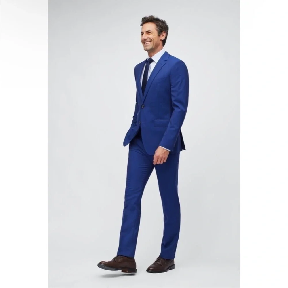 Bonobos navy blue blazer 44L Preppy Double Button Dressy Work Office Suit Jacket
